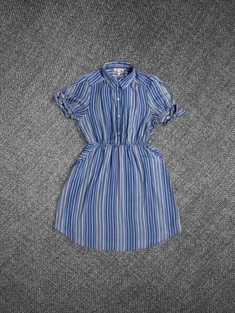 Monteau Blue Striped Button Front Shirt Dress